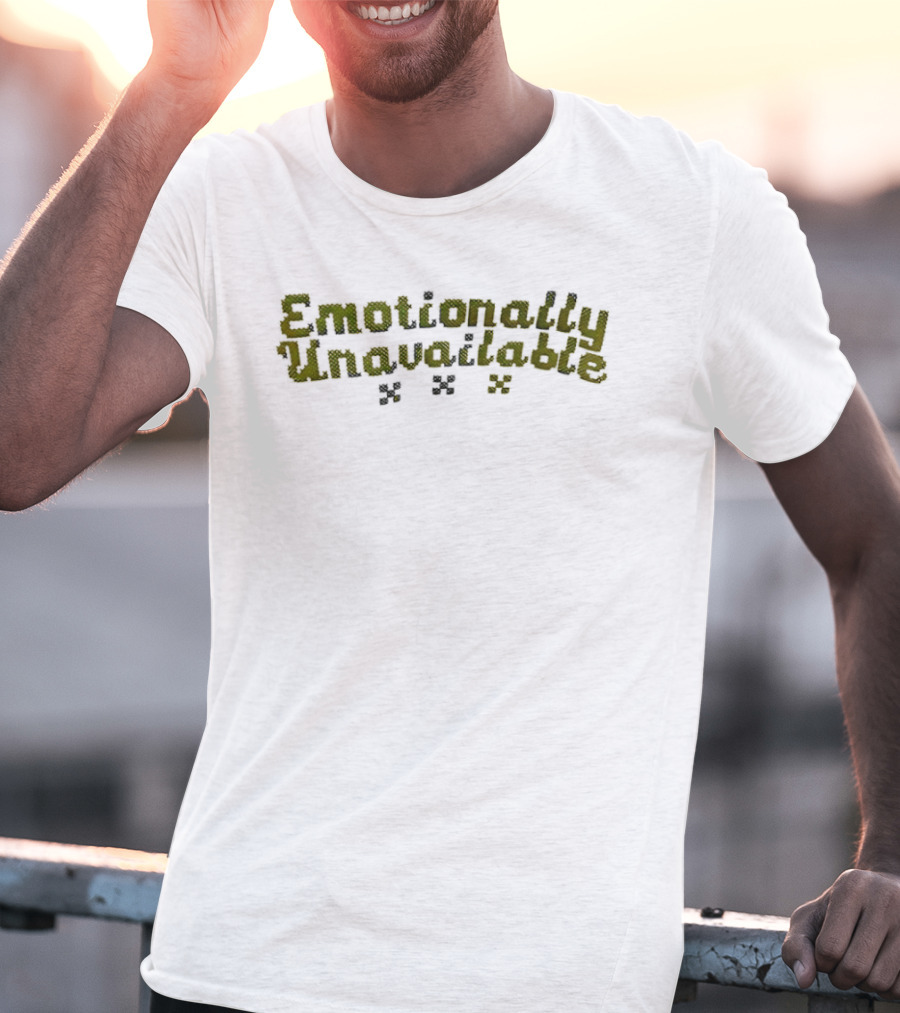 Emotionally Unavailable Text With Camouflage Puzzle Pieces T-Shirt