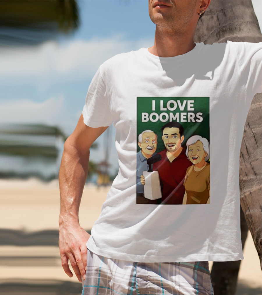 I Love Boomers Family Cartoon Style Nostalgic Humor T-Shirt