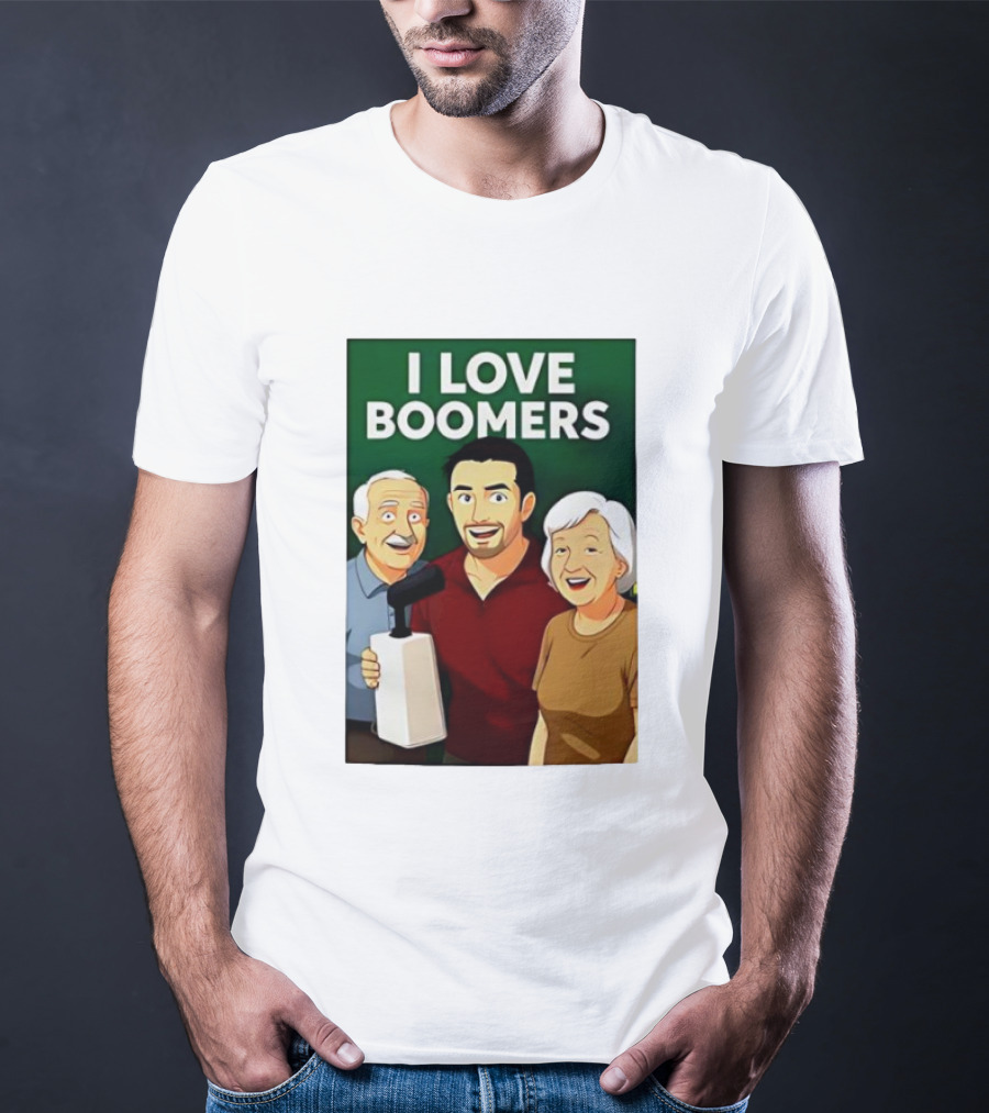 I Love Boomers Family Cartoon Style Nostalgic Humor T-Shirt