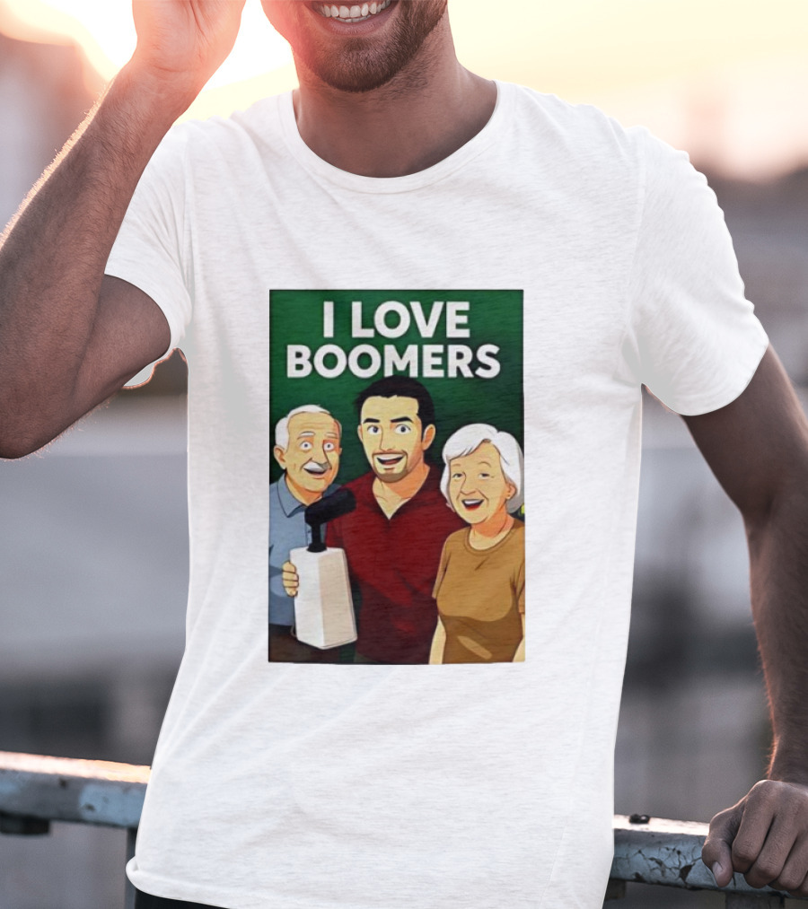 I Love Boomers Family Cartoon Style Nostalgic Humor T-Shirt