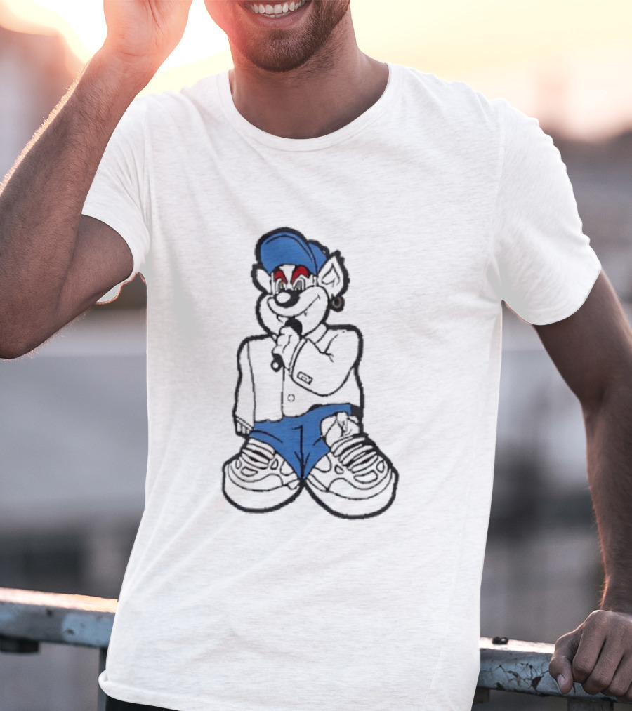 Travis Kelce Cartoon Bear Streetwear Charm Blue Cap Hip Hop T-Shirt