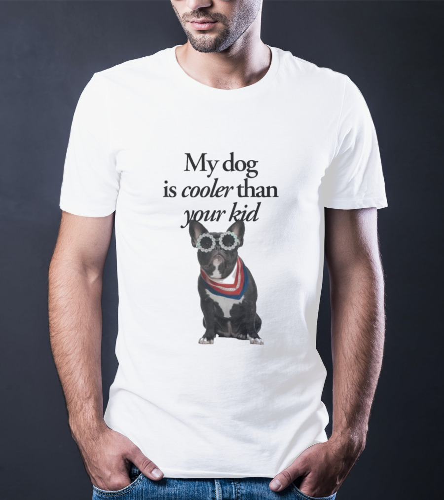 My Dog Is Cooler Than Your Kid Bulldog Bandana USA T-Shirt