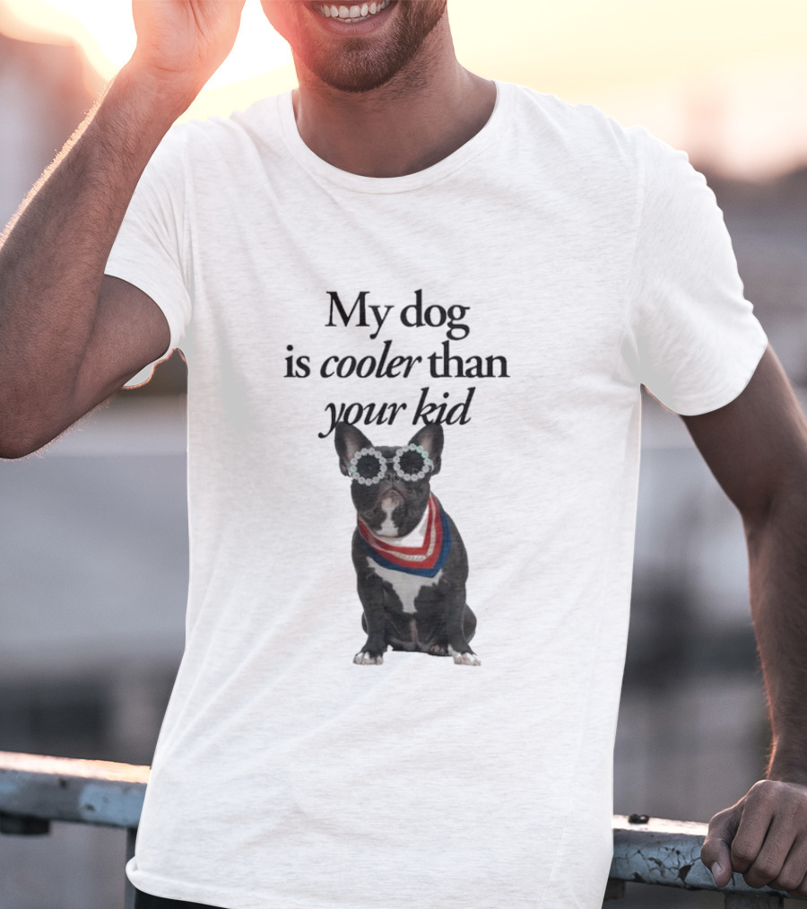 My Dog Is Cooler Than Your Kid Bulldog Bandana USA T-Shirt