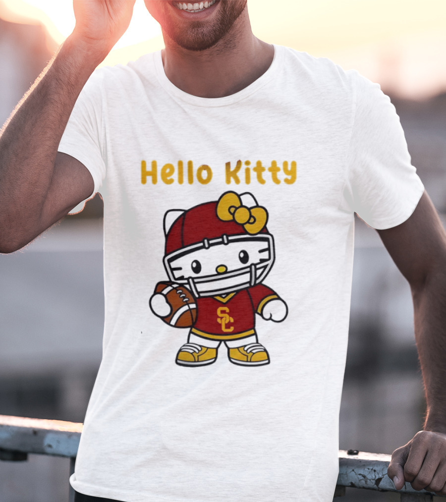 USC Trojans X Hello Kitty Football Fan Collaboration T-Shirt