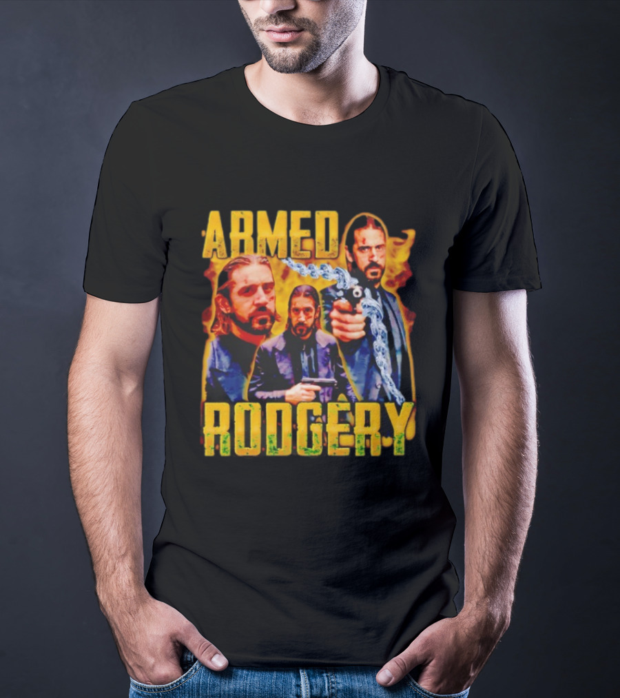 Armed Rodgery Action Movie Inspired Design With Chain And Gun T-Shirt