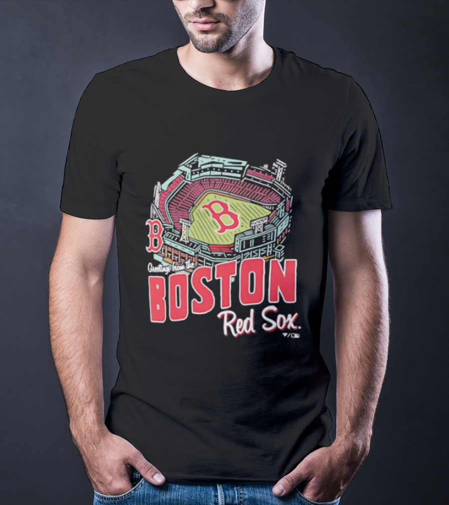 Boston Red Sox Fenway Park Stadium Graphic B Fan Merch Navy T-Shirt