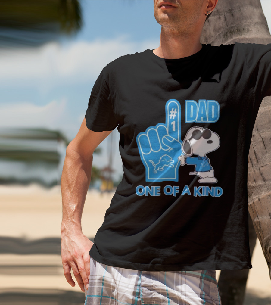Detroit Lions Snoopy #1 Dad One Of A Kind T-Shirt
