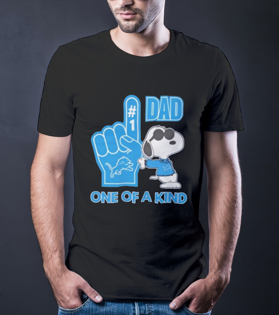 Detroit Lions Snoopy #1 Dad One Of A Kind T-Shirt