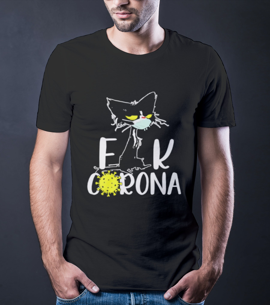 F Corona Black Cat Masked Pandemic Humor T-Shirt