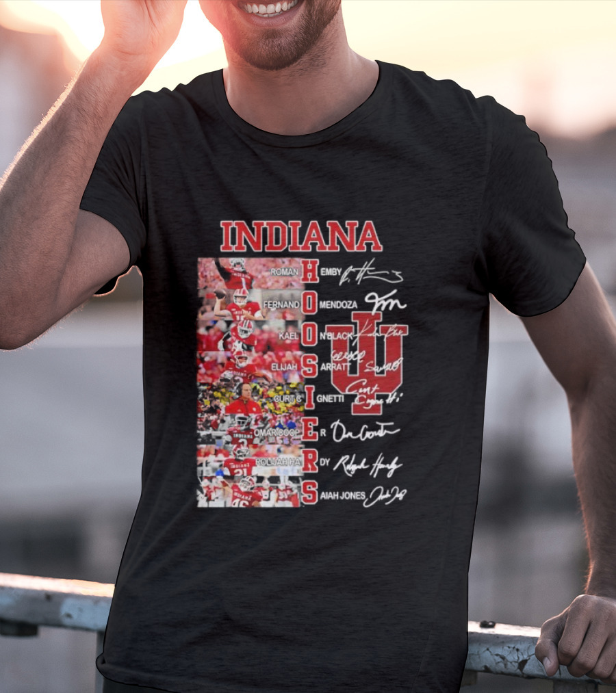 Indiana Hoosiers Football Players Signature IU Team Spirit T-Shirt