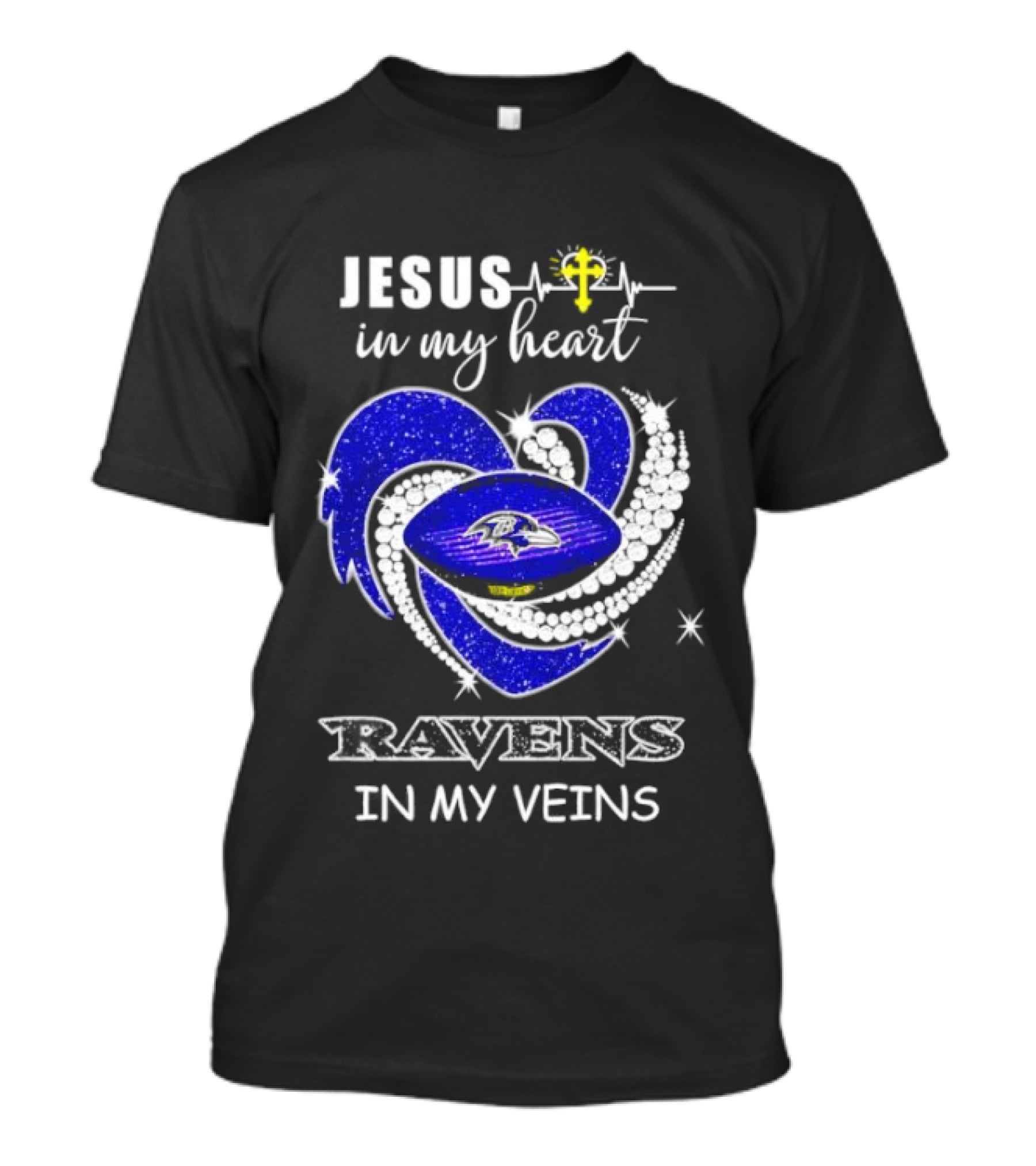 Jesus In My Heart Ravens In My Veins Football Spirit T-Shirt