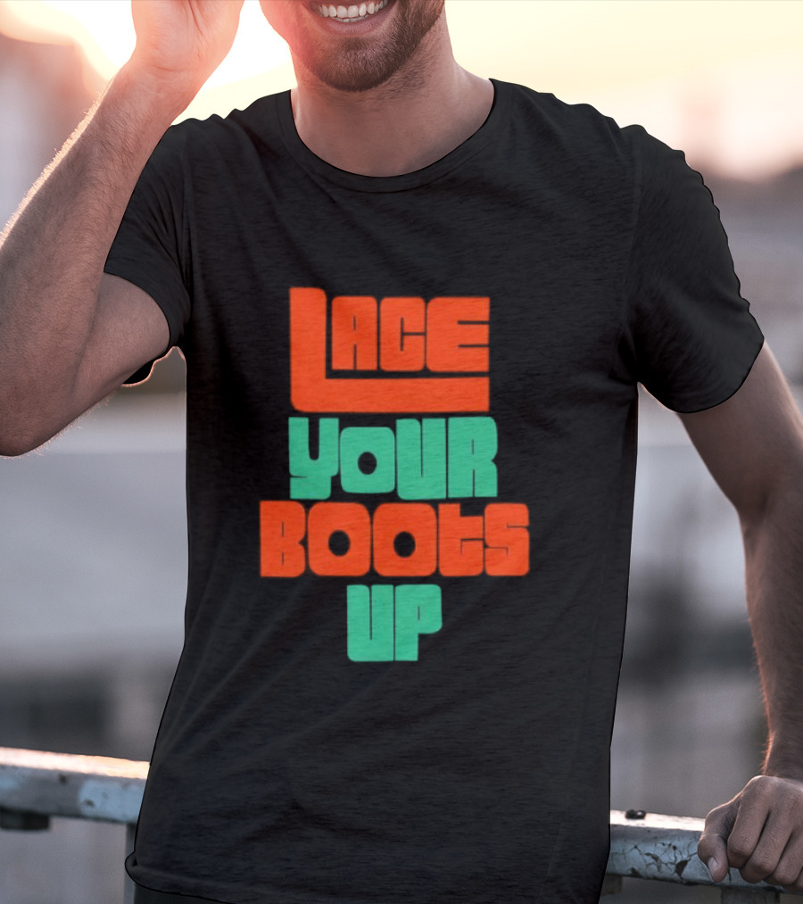 Lace Your Boots Up Bold Red Green T-Shirt