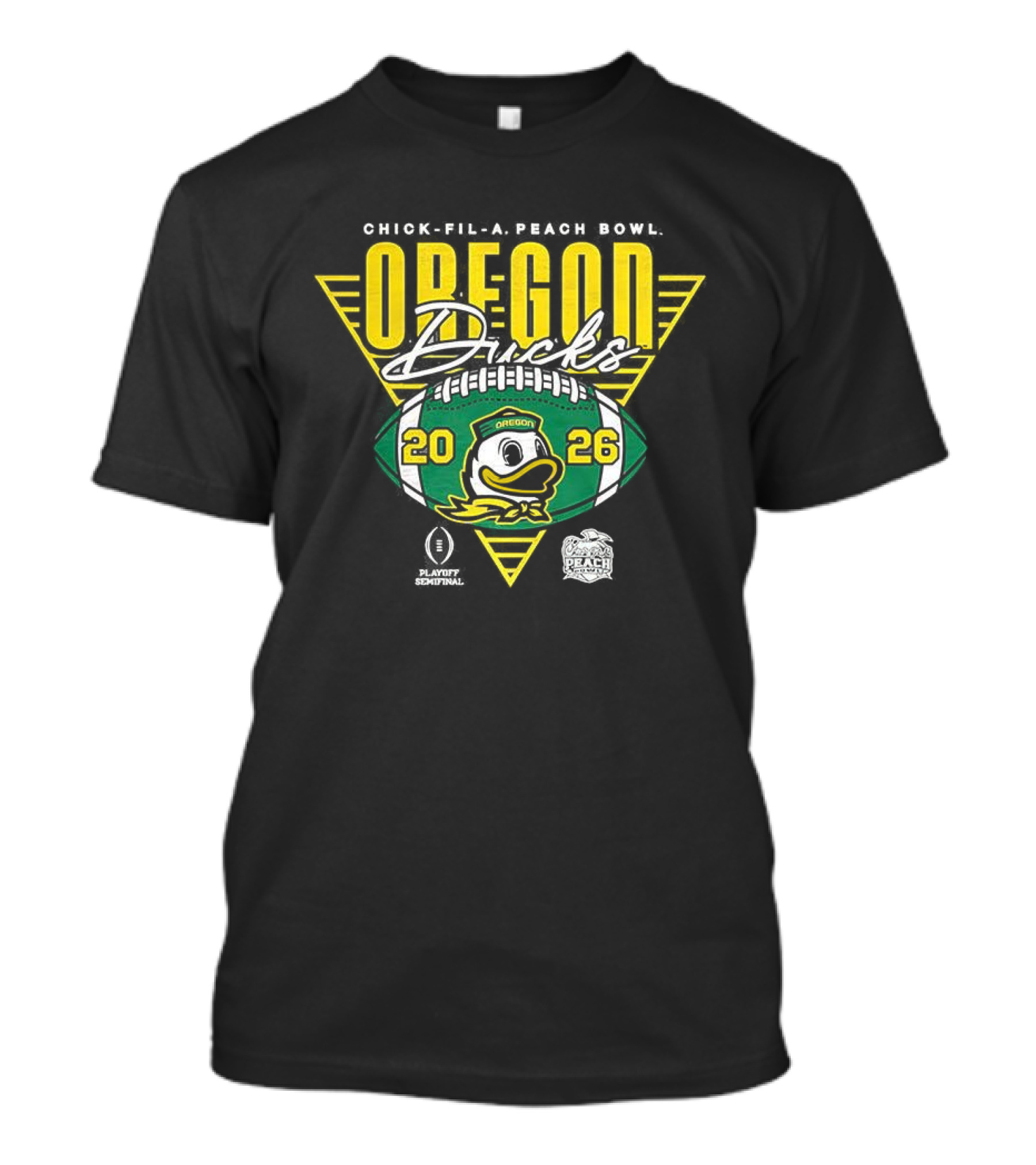 Oregon Ducks CFP Chick Fil A Peach Bowl 2026 Football Triangle T-Shirt