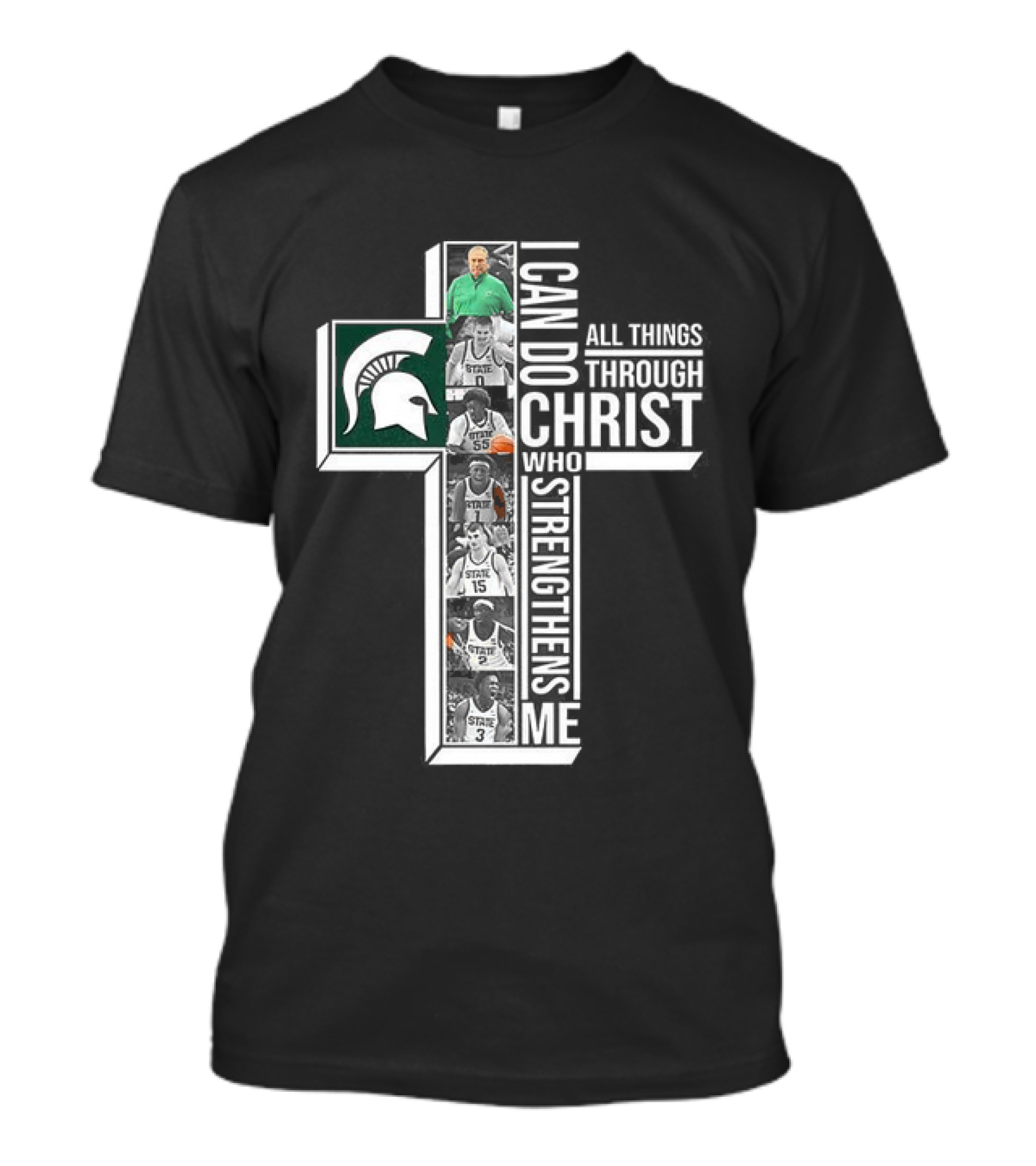 Michigan State Spartans I Can Do All Things Through Christ Player Cross T-Shirt