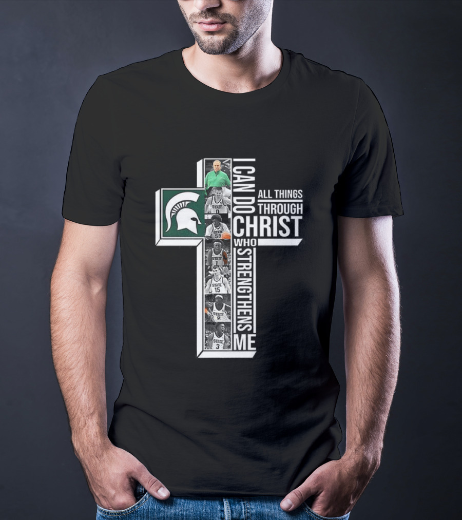 Michigan State Spartans I Can Do All Things Through Christ Player Cross T-Shirt