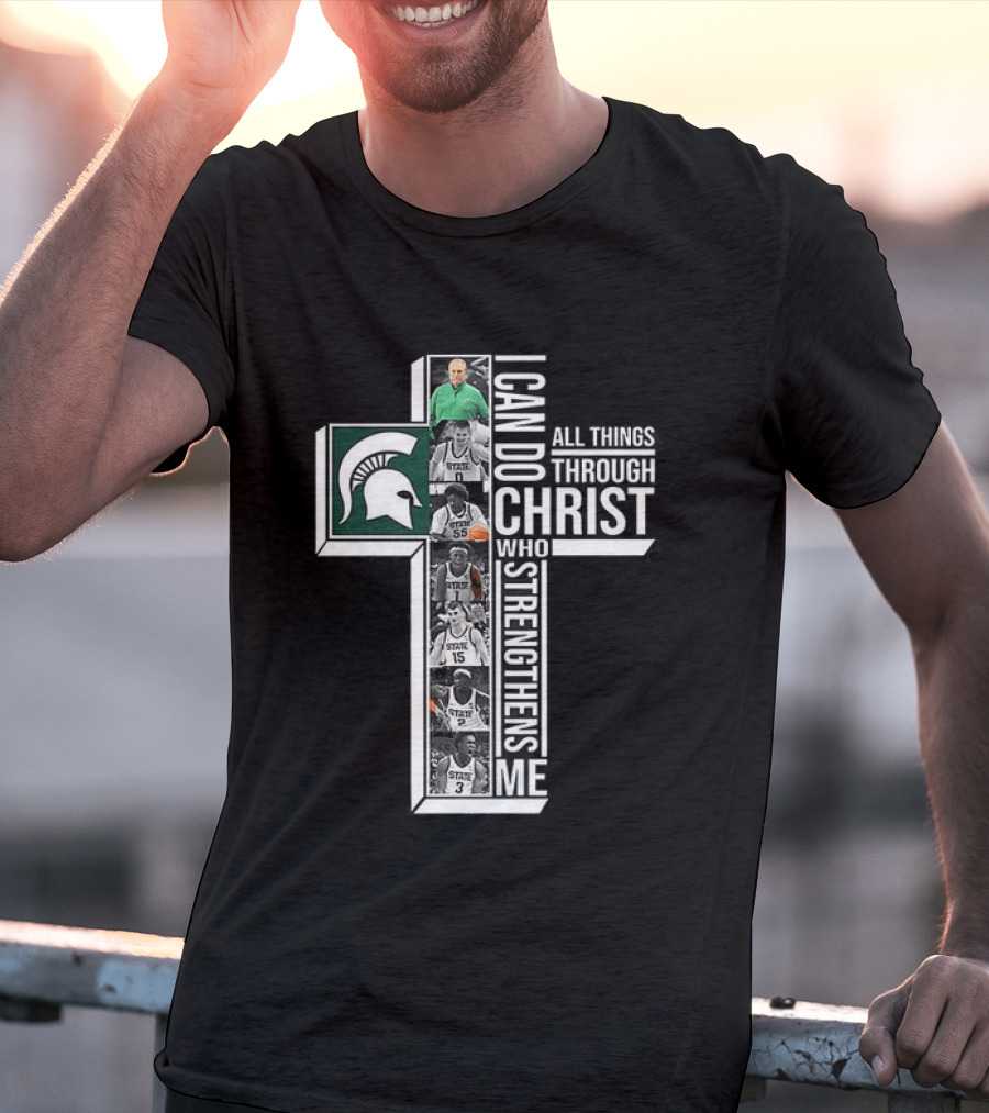 Michigan State Spartans I Can Do All Things Through Christ Player Cross T-Shirt