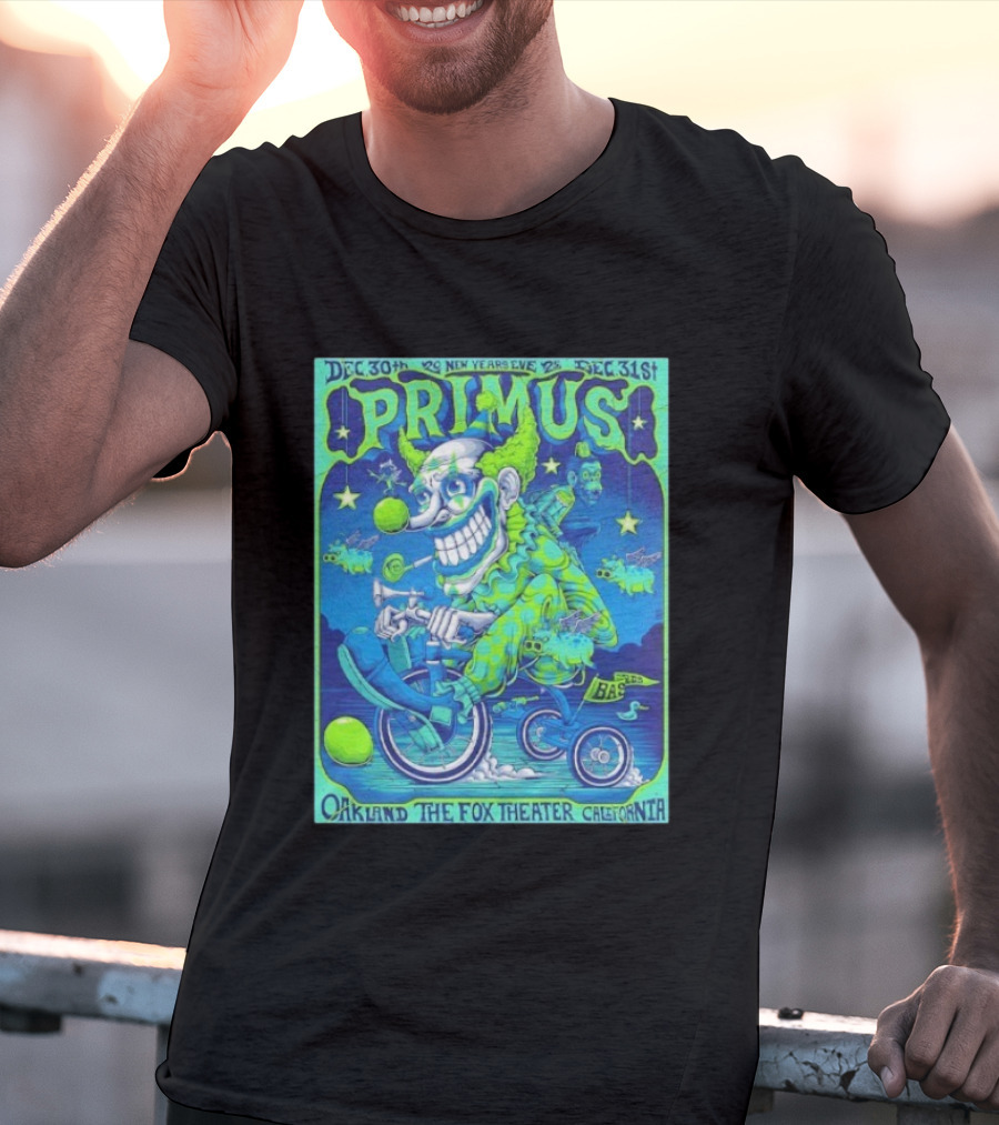Dec 30 31 2025 Primus New Years Eve Oakland The Fox Theater Clown T-Shirt