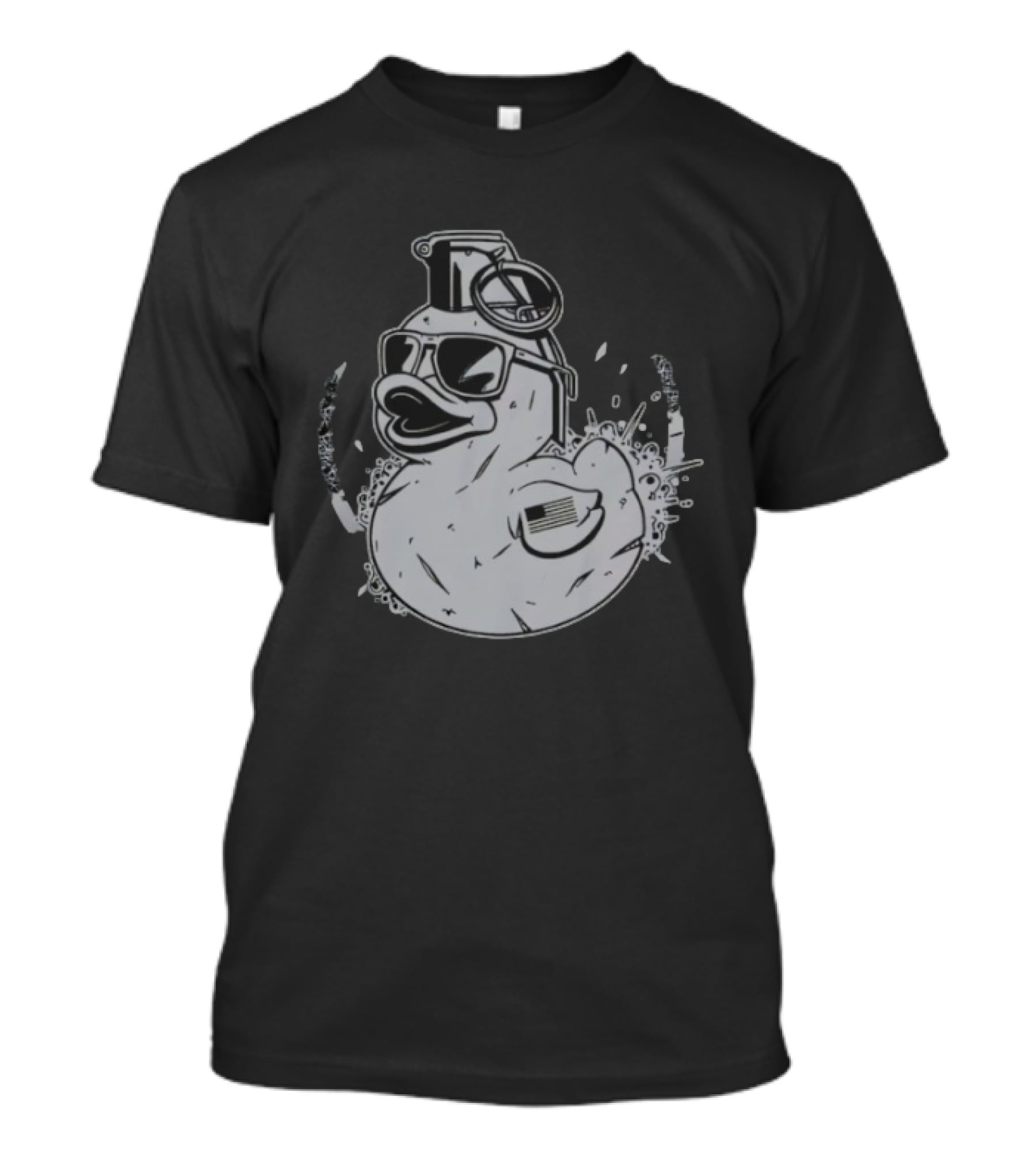 QuackBang Blackout Duck Grenade Monochrome Sunglasses T-Shirt