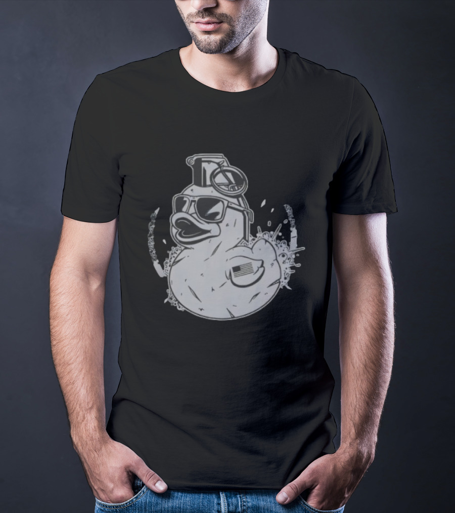 QuackBang Blackout Duck Grenade Monochrome Sunglasses T-Shirt