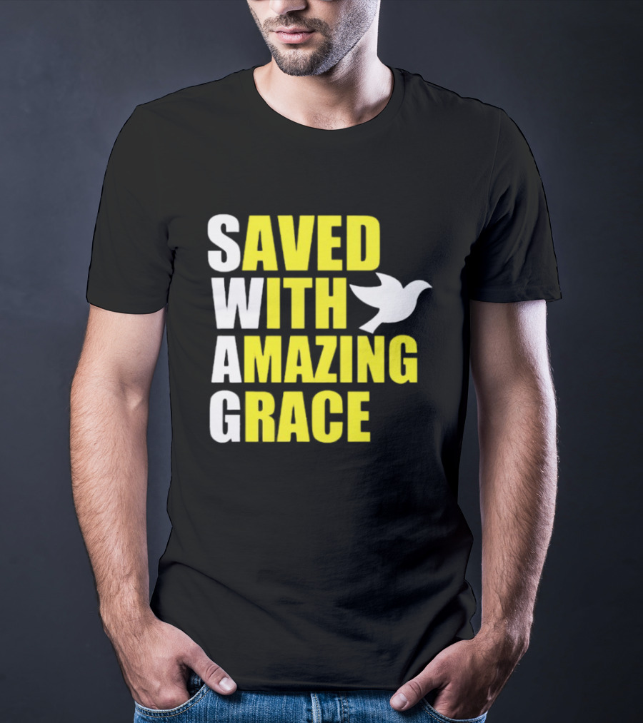 Saved With Amazing Grace Dove Symbol Spiritual T-Shirt