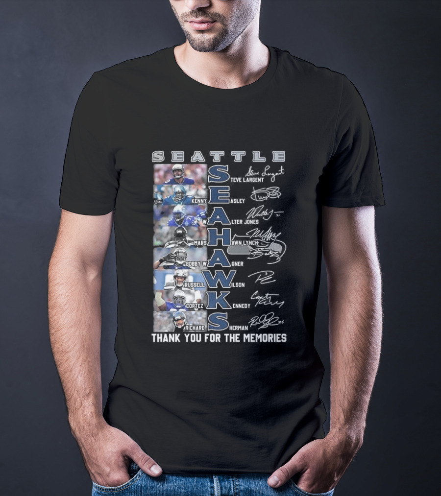 Seattle Seahawks Thank You For The Memories Player Signatures NFL Honor T-Shirt