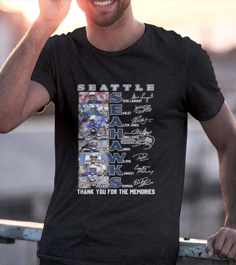 Seattle Seahawks Thank You For The Memories Player Signatures NFL Honor T-Shirt