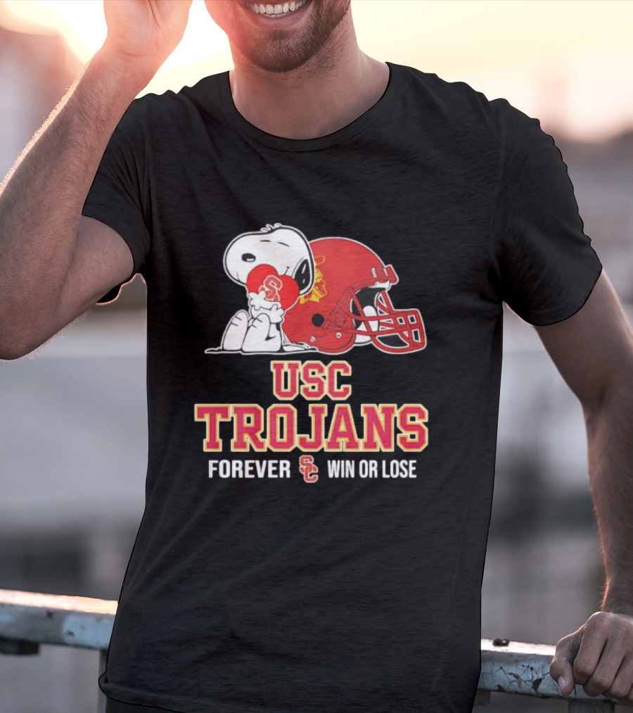 Snoopy Embraces USC Trojans Spirit Forever Win Or Lose T-Shirt