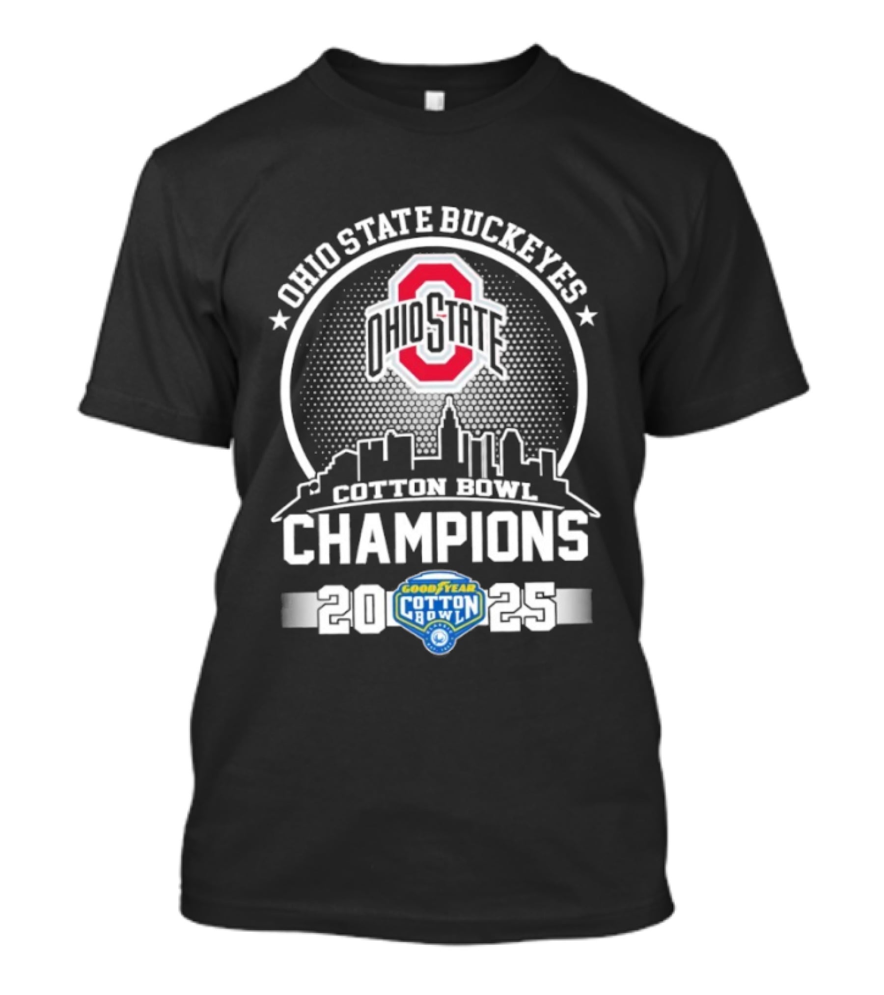 Ohio State Buckeyes Cotton Bowl Champions 2023 Skyline Goodyear T-Shirt