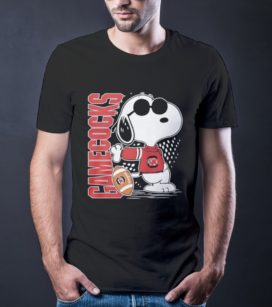 Snoopy Joe Cool University Of South Carolina Gamecocks Football T-Shirt