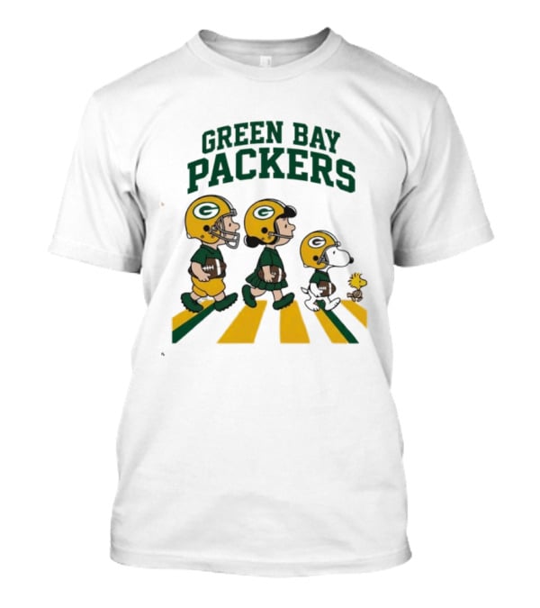Green Bay Packers Peanuts Characters Abbey Road T-Shirt