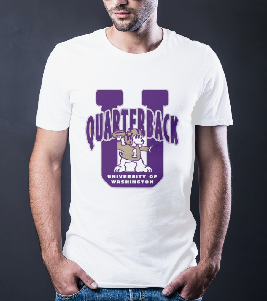 University Of Washington Huskies Quarterback U Mascot Football T-Shirt