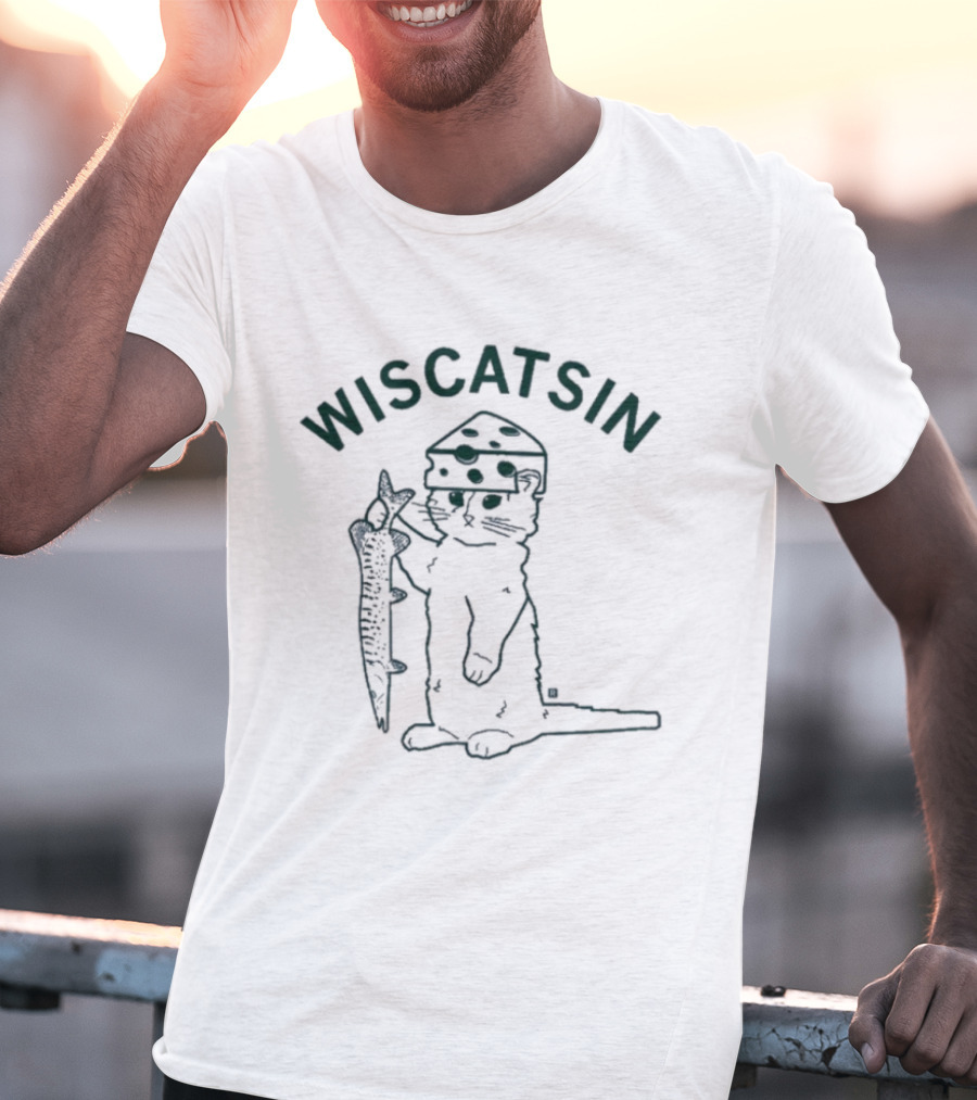 Wiscatsin Cheese Fish Otter Holding Fish T-Shirt