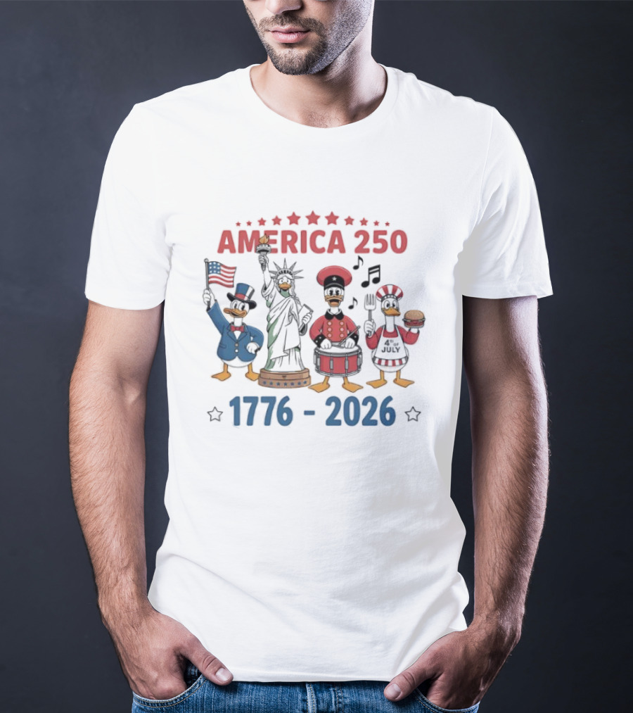 America 250 Cartoon Goose 1776 2026 Statue Liberty Celebration T-Shirt
