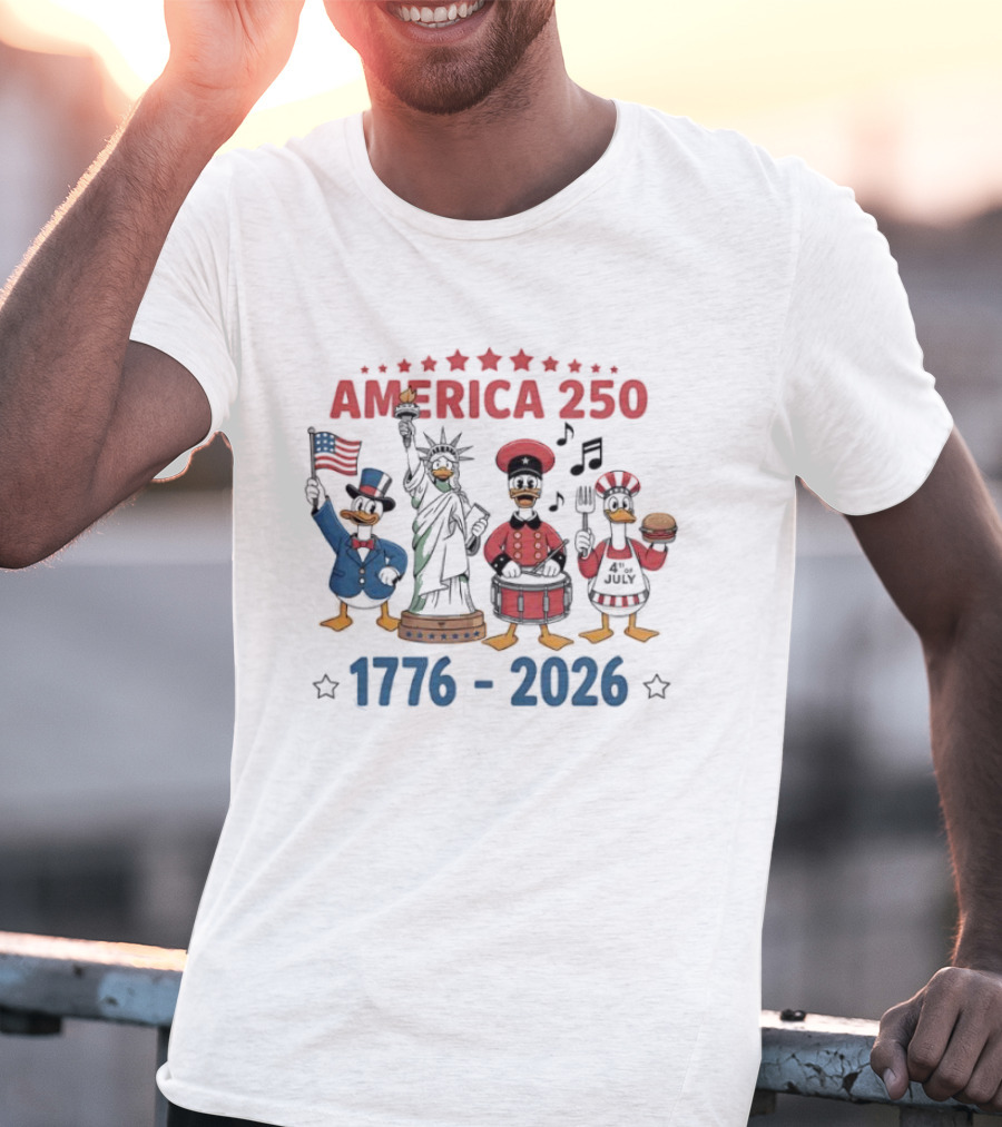 America 250 Cartoon Goose 1776 2026 Statue Liberty Celebration T-Shirt