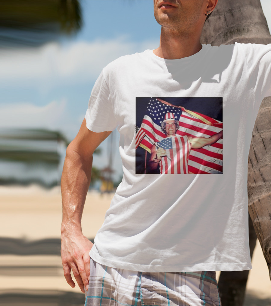 Arnold Schwarzenegger 1983 US Citizenship American Flag Celebration T-Shirt