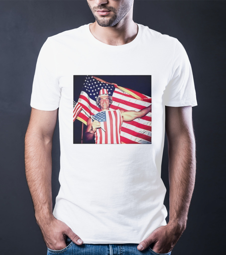 Arnold Schwarzenegger 1983 US Citizenship American Flag Celebration T-Shirt