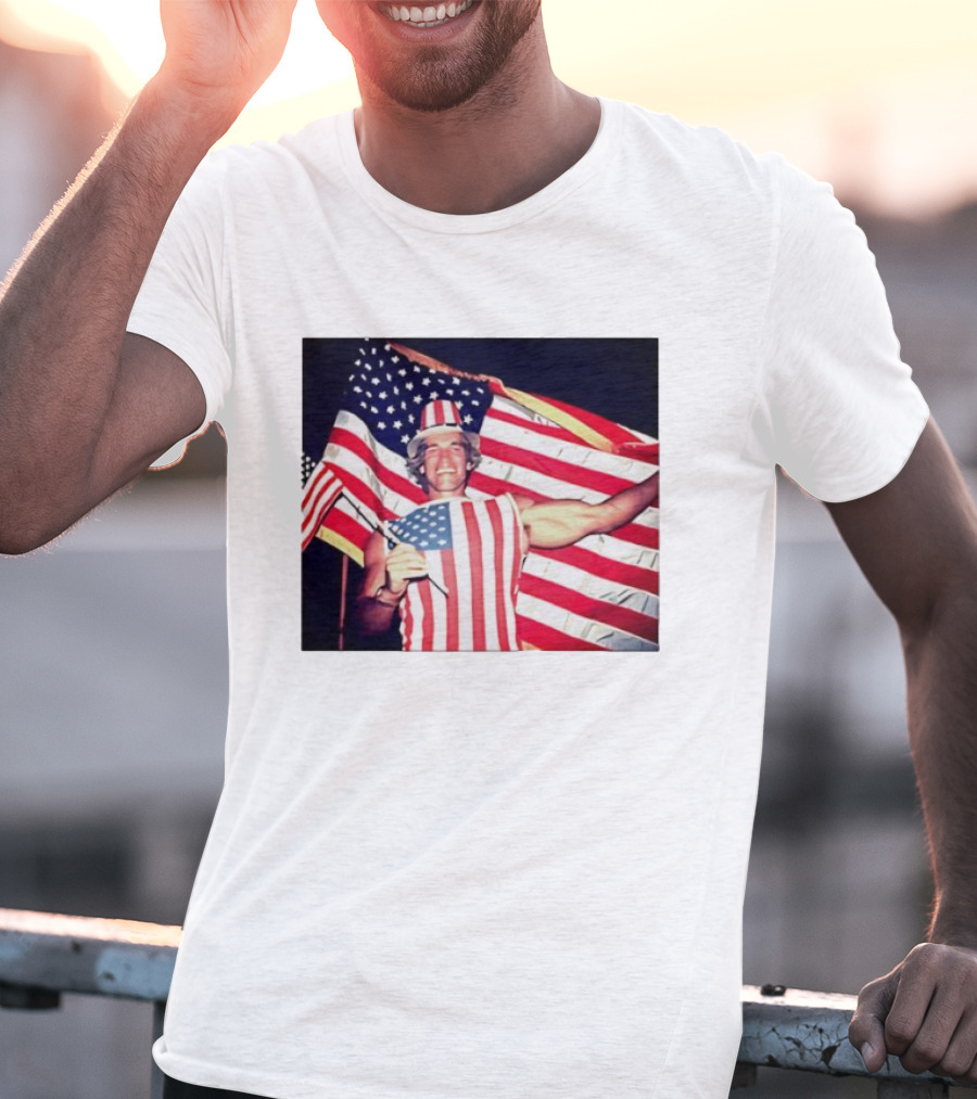 Arnold Schwarzenegger 1983 US Citizenship American Flag Celebration T-Shirt
