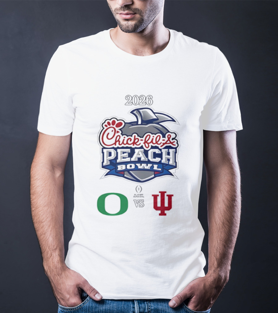 2026 Chick Fil A Peach Bowl Oregon Ducks Vs Indiana Hoosiers T-Shirt