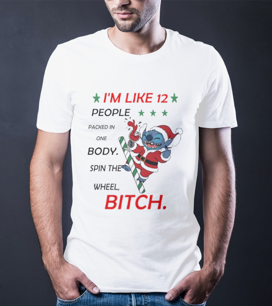 I'm Like 12 People Packed In One Body Spin The Wheel Bitch Stitch Santa Suit T-Shirt