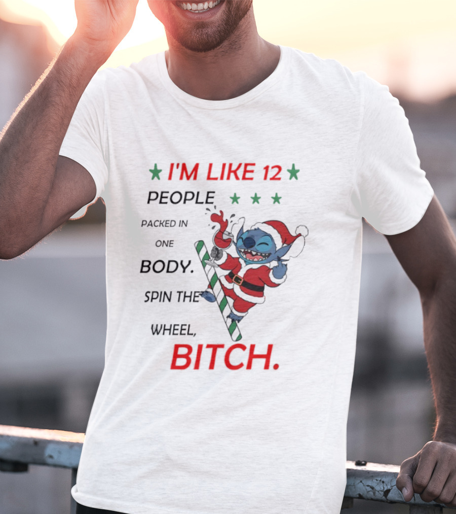 I'm Like 12 People Packed In One Body Spin The Wheel Bitch Stitch Santa Suit T-Shirt