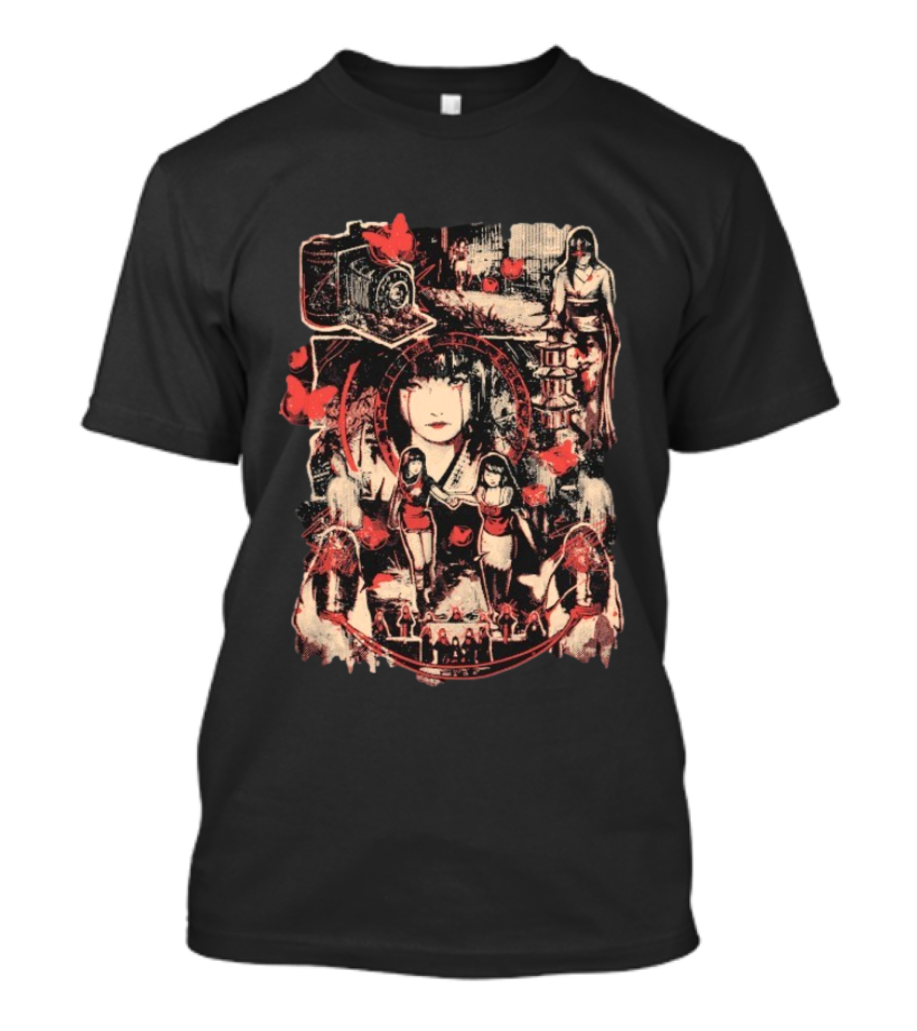 AGDQ 2026 Camera Obscura Horror Elements Red And Black Butterfly Motif T-Shirt