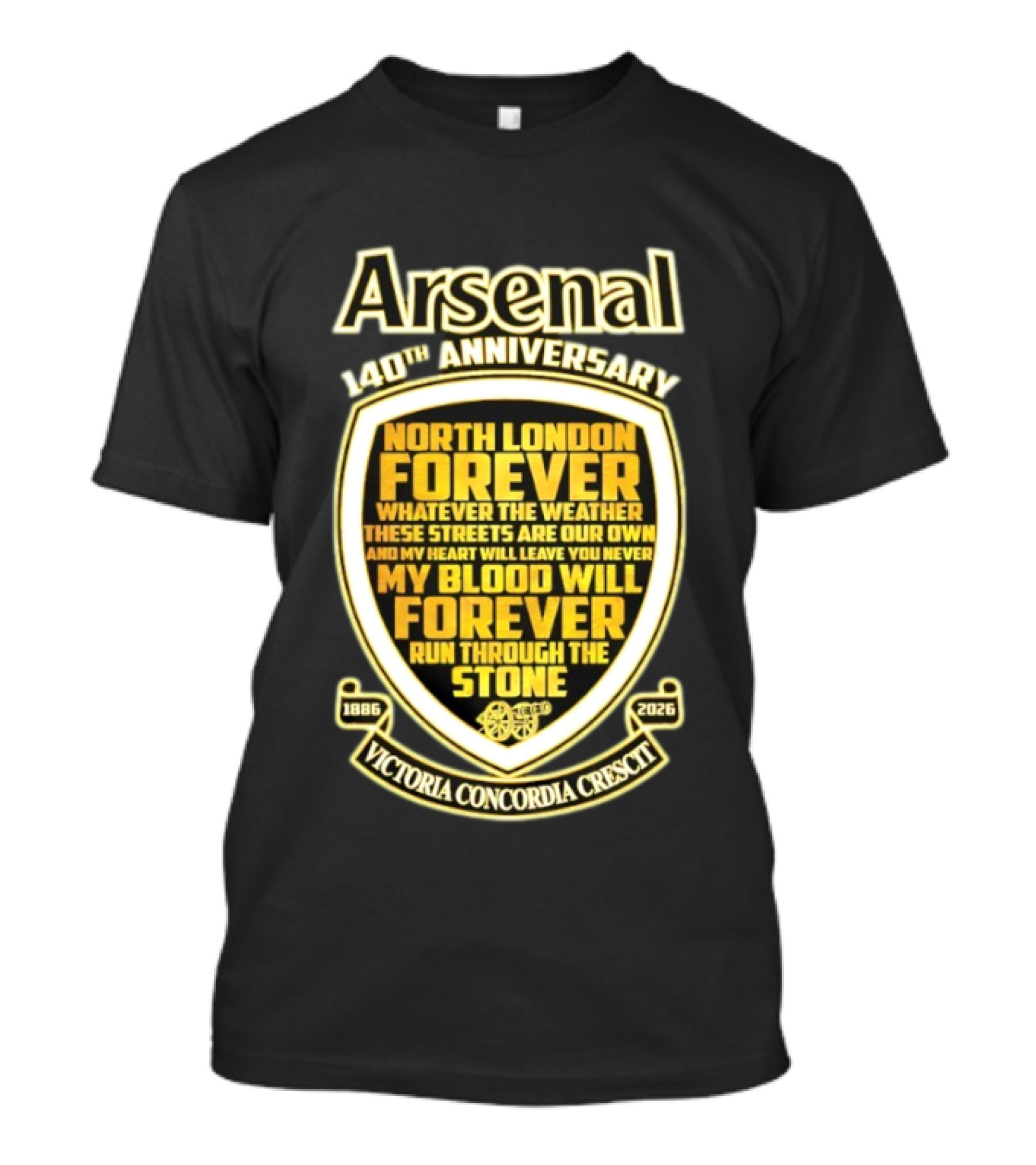 Arsenal 140th Anniversary North London Forever 1886 2026 Victoria Concordia Crescit T-Shirt