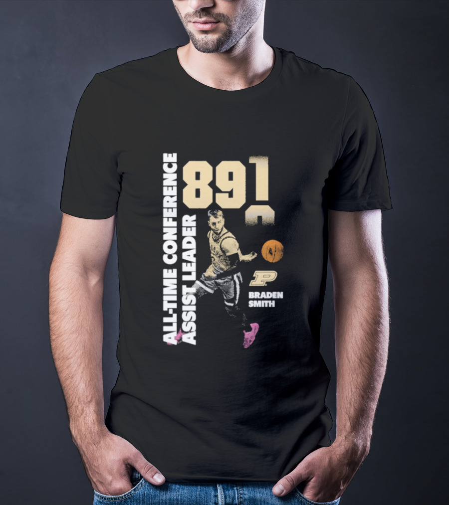 Braden Smith 891 All Time Conference Assist Leader Purdue Boilermakers T-Shirt