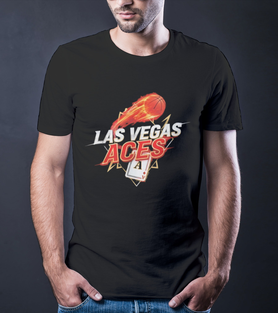 Las Vegas Aces Basketball Flaming Ball Ace Card WNBA T-Shirt