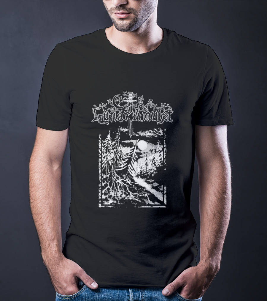 Lunar Amulet Enchanted Forest Sword Moonlit Night T-Shirt
