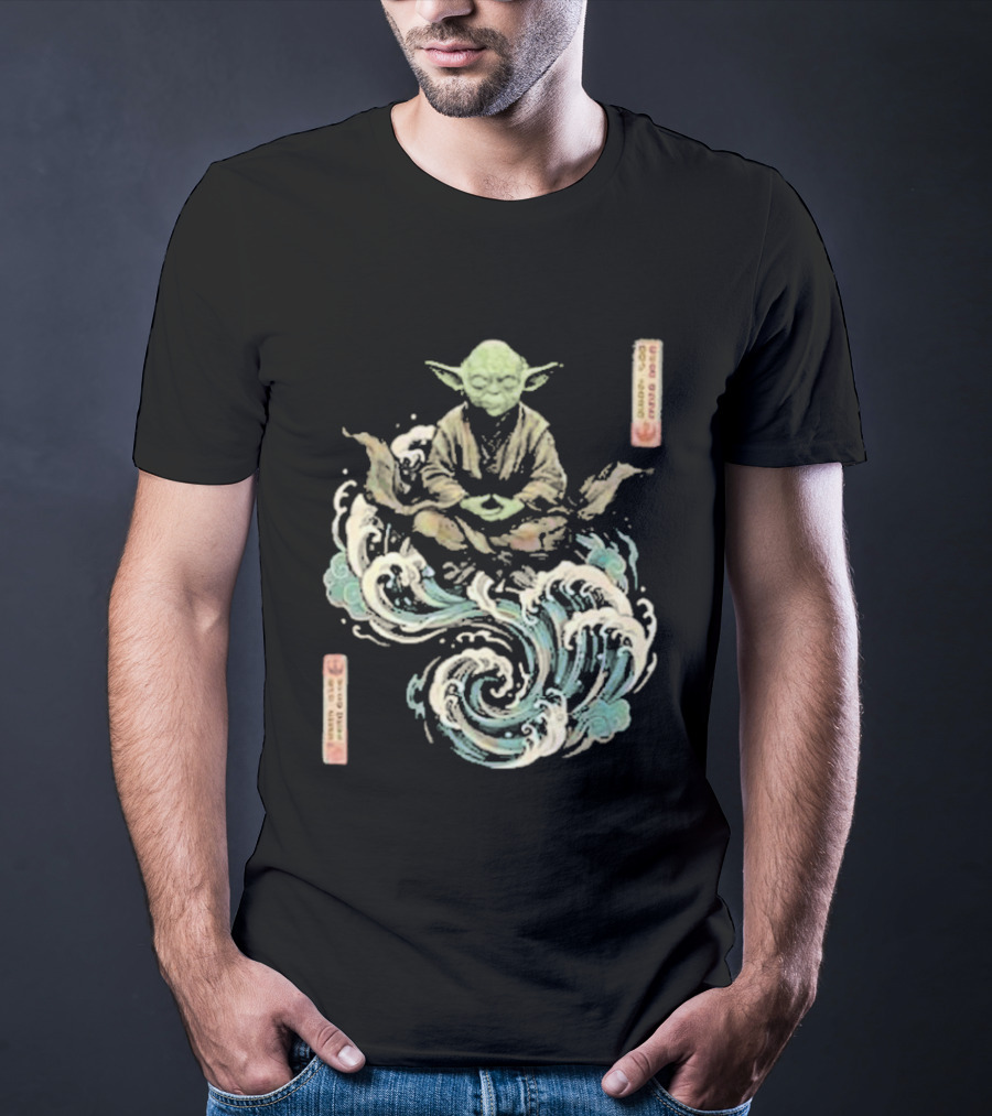 Star Wars Day 2026 May 4 Master Yoda Meditation Japanese Ukiyo E Ocean Wave T-Shirt