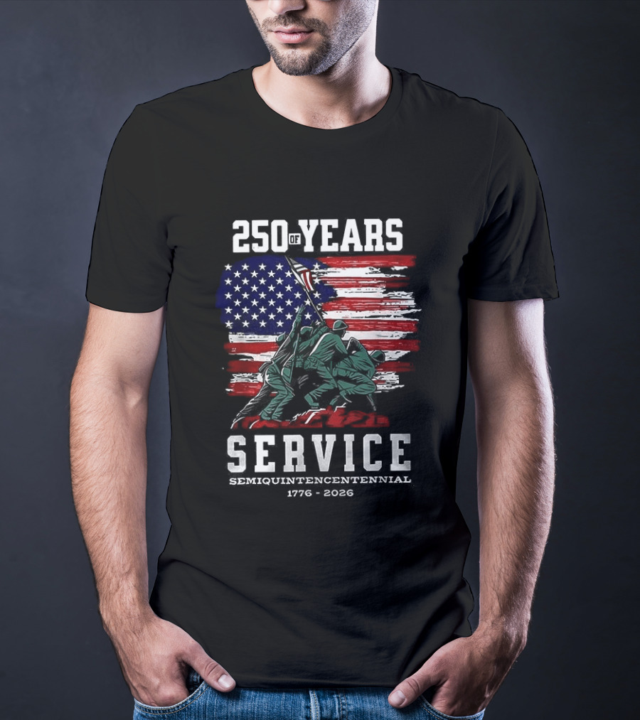 250 Years Service America Anniversary Semiquincentennial US Flag 1776 2026 T-Shirt