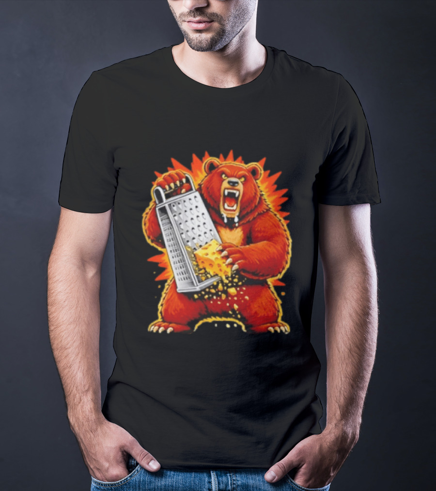 Angry Bear Grating Cheese Grater Hater Fierce Cheese Grating Bear T-Shirt