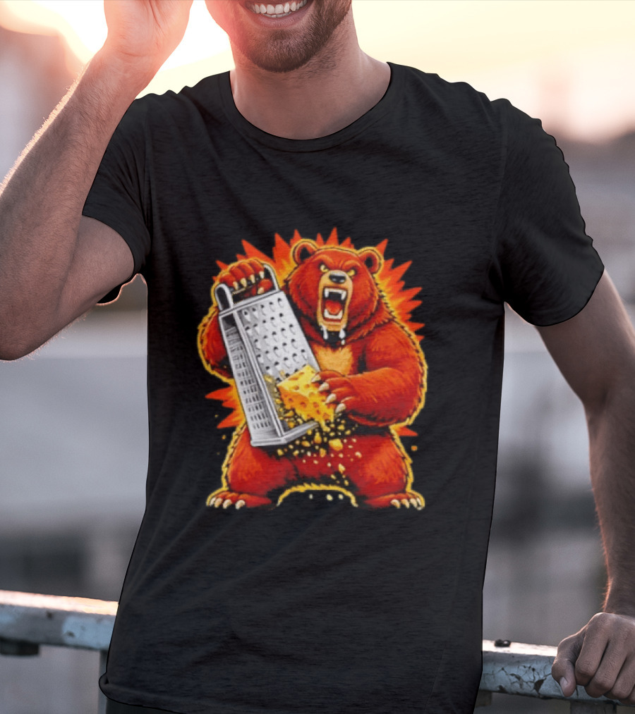 Angry Bear Grating Cheese Grater Hater Fierce Cheese Grating Bear T-Shirt