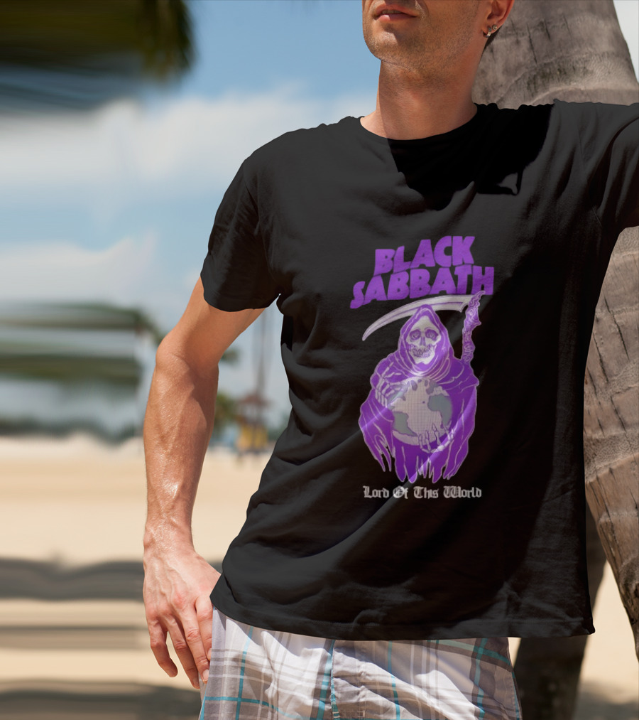 Black Sabbath Lord Of This World Grim Reaper Holding Earth T-Shirt